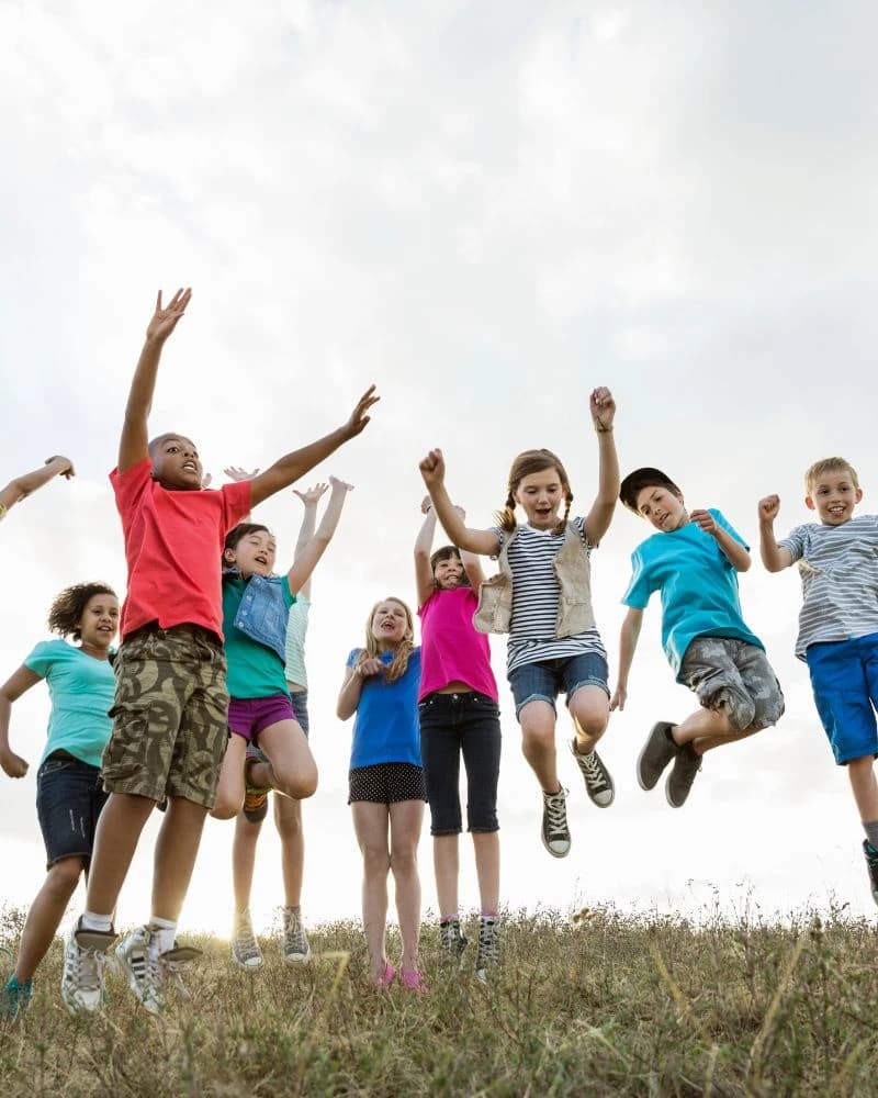 Cheerful schoolchildren on an educational field trip