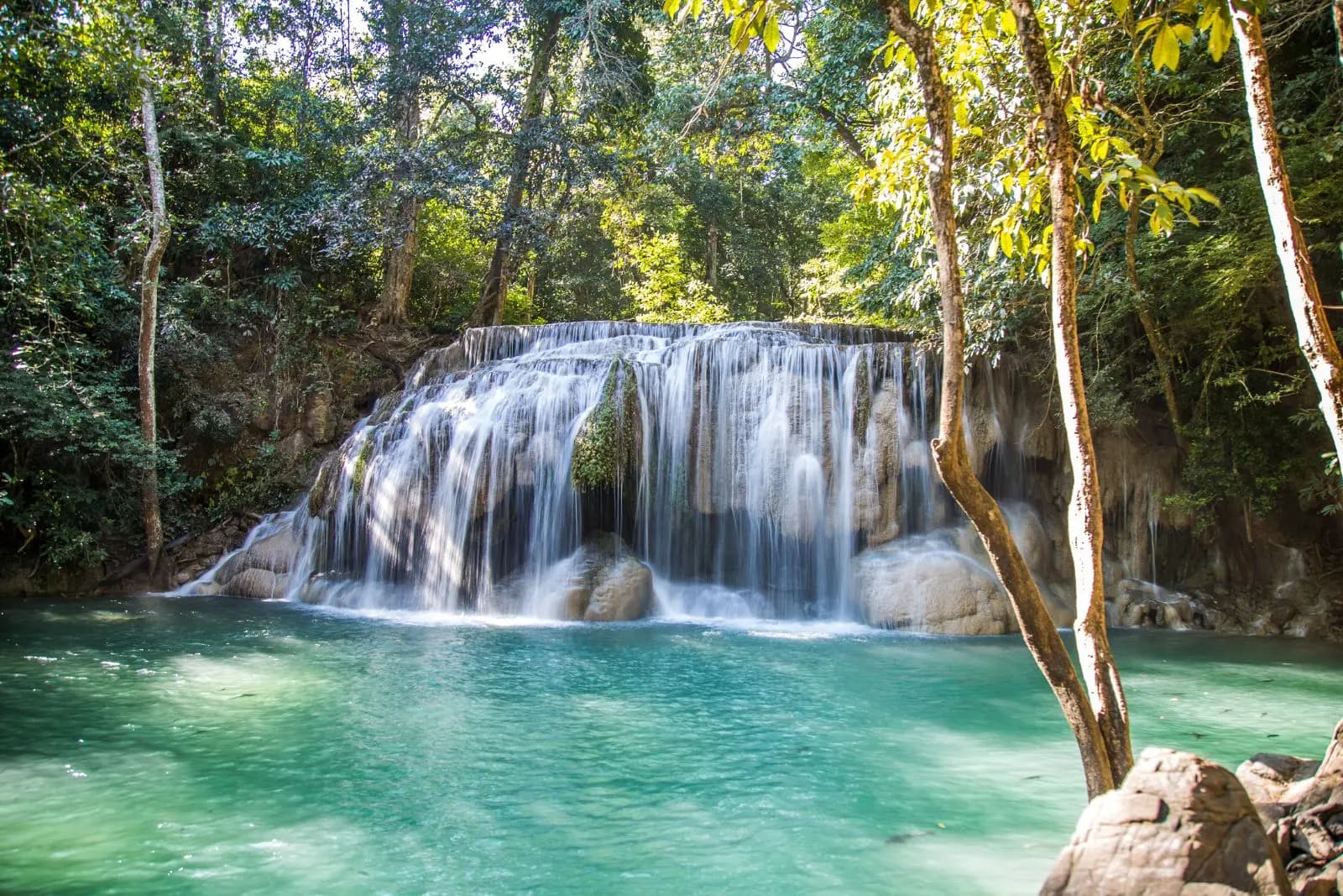 The tiered pools of Erawan Waterfall, Kanchanaburi