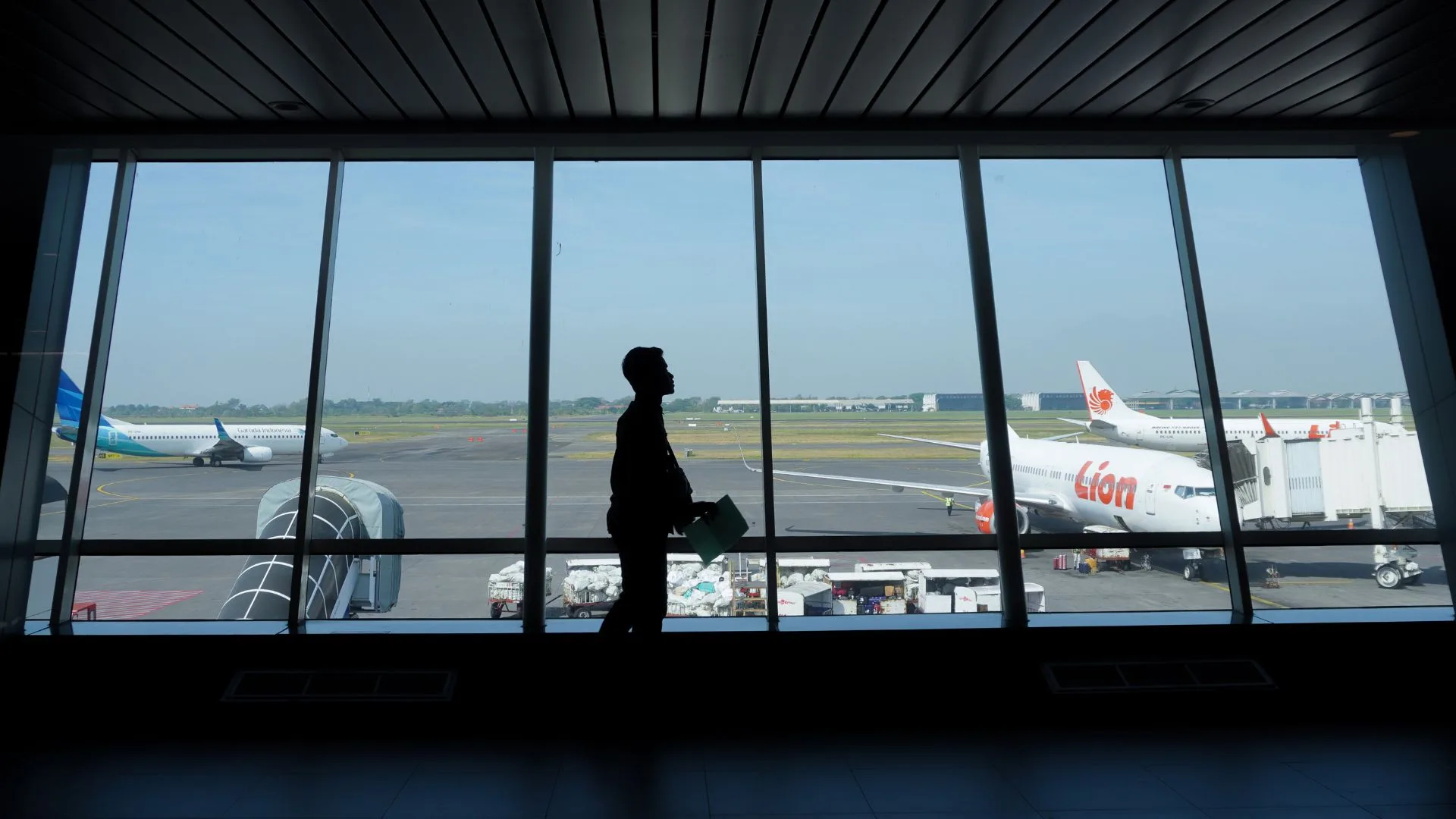 Silhouette Local Airport at Indonesia