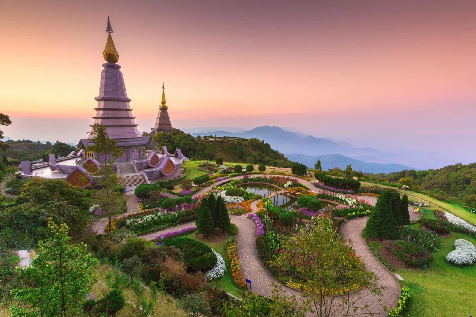 Two pagodas in Doi Inthanon, Thailand