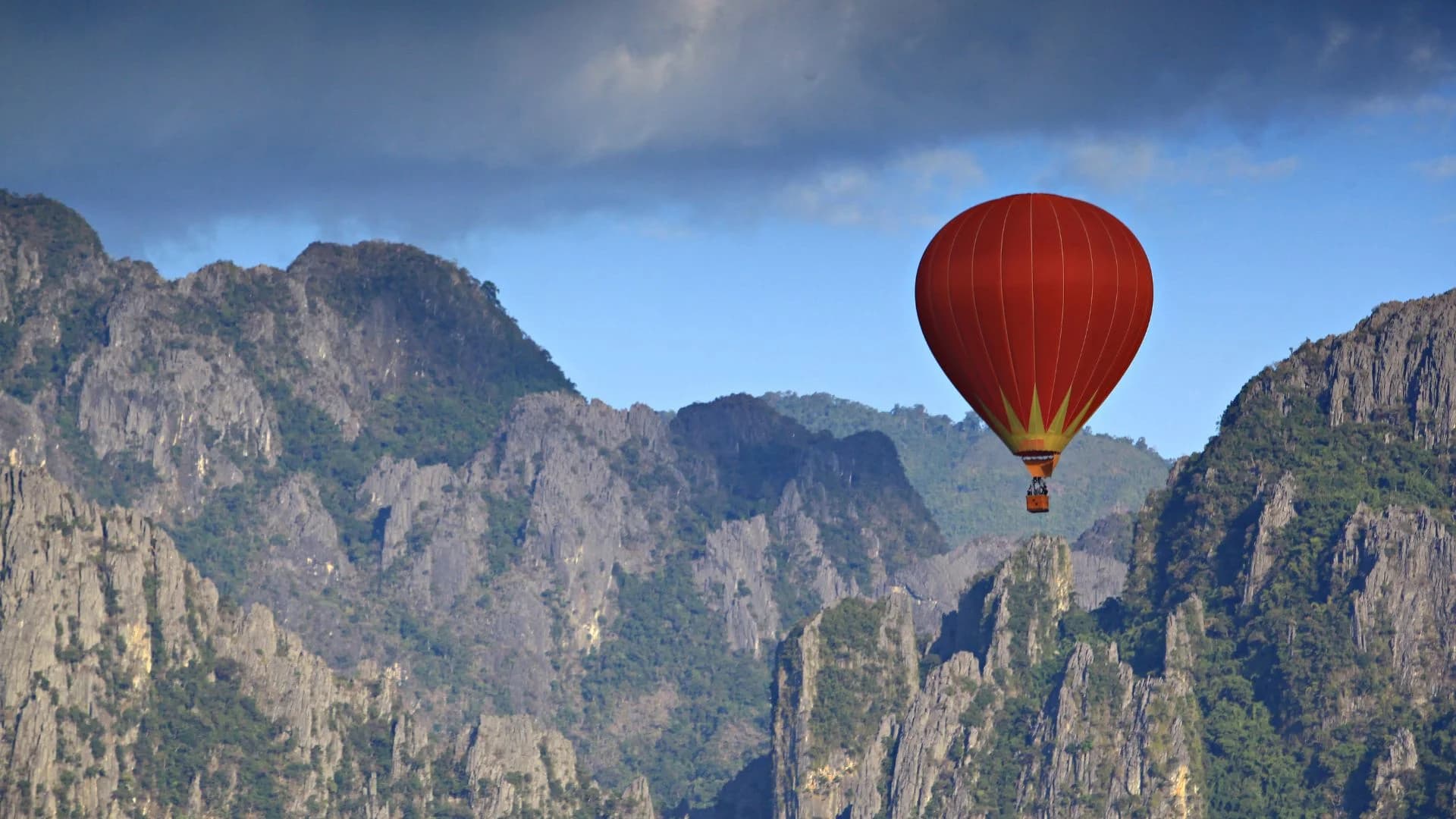 A hot air balloon ride in Vang Vieng, Laos