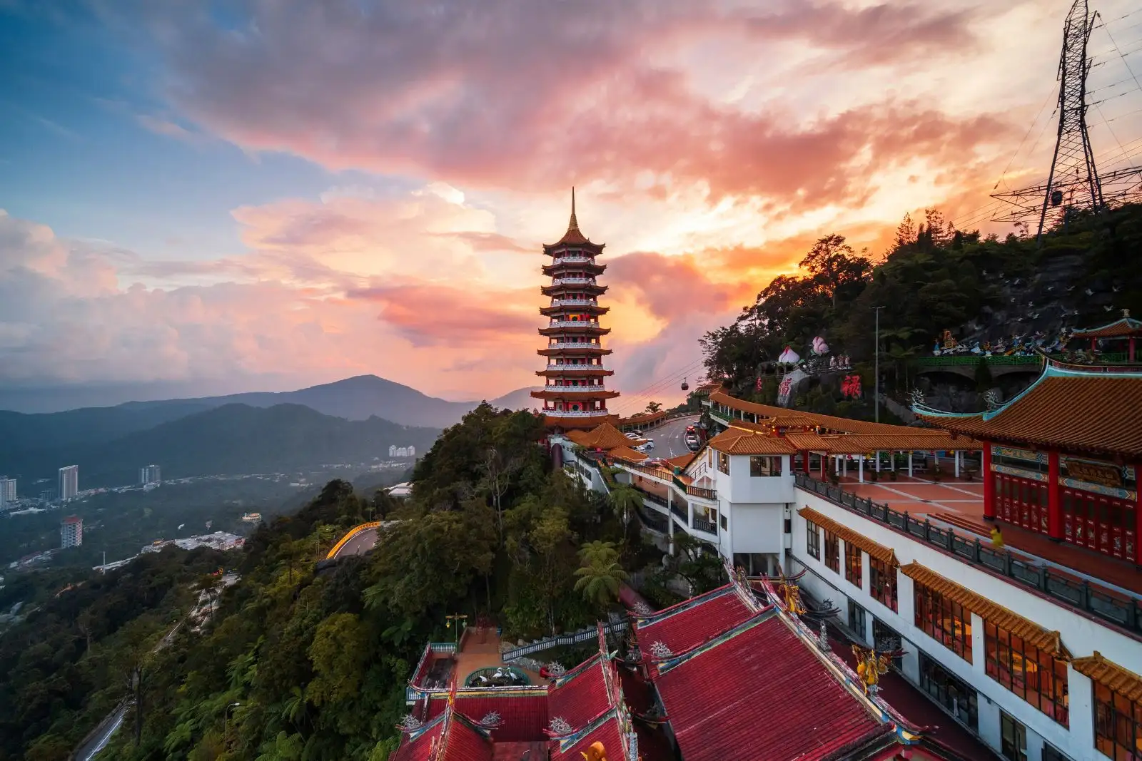Cloud cover over the Genting Highlands at sunset