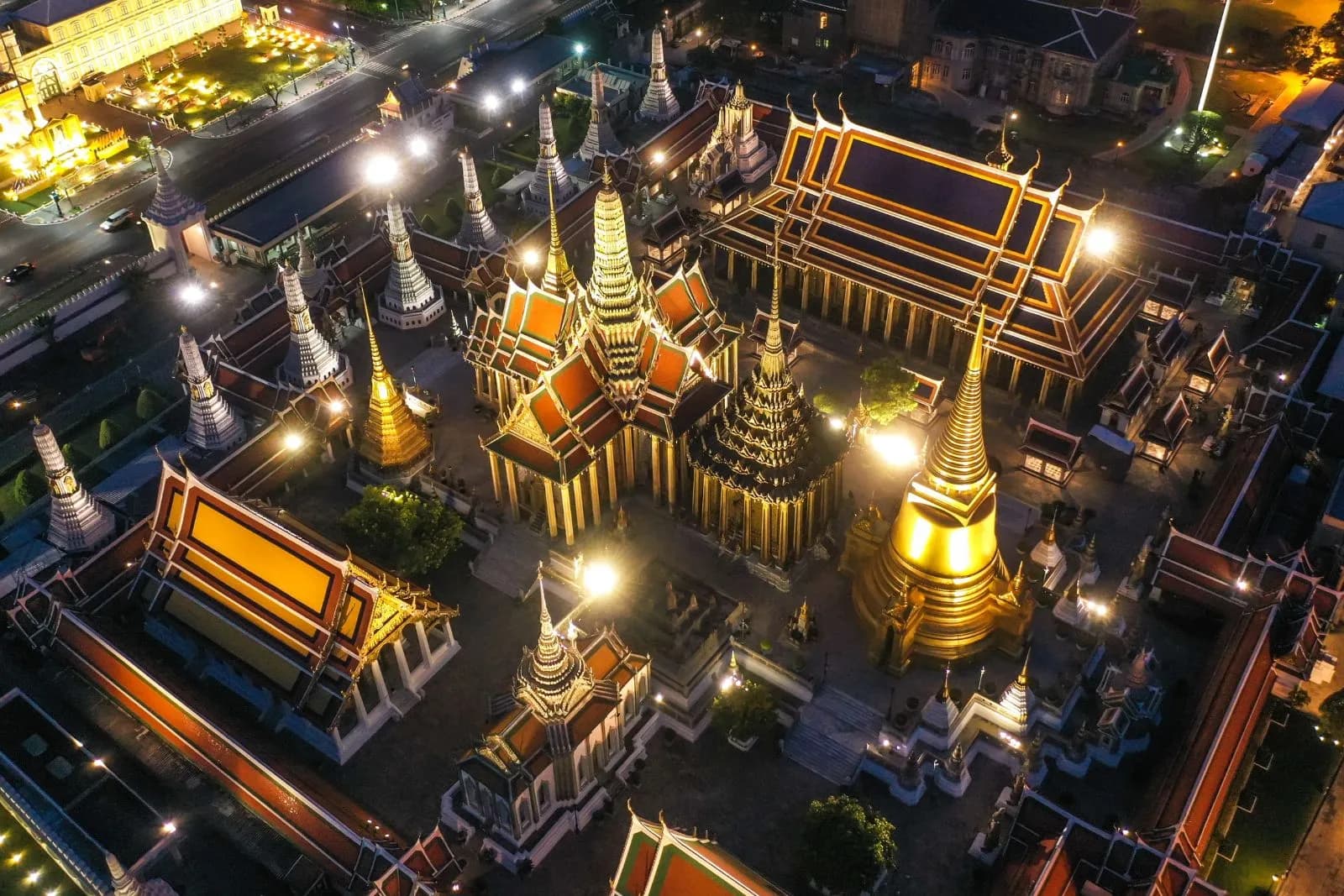 Grand Palace temple at night, Bangkok, Thailand