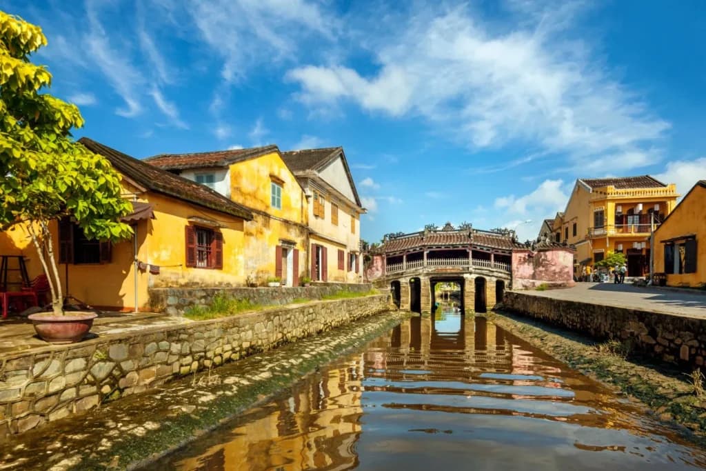 Hoi An street and canal, Vietnam