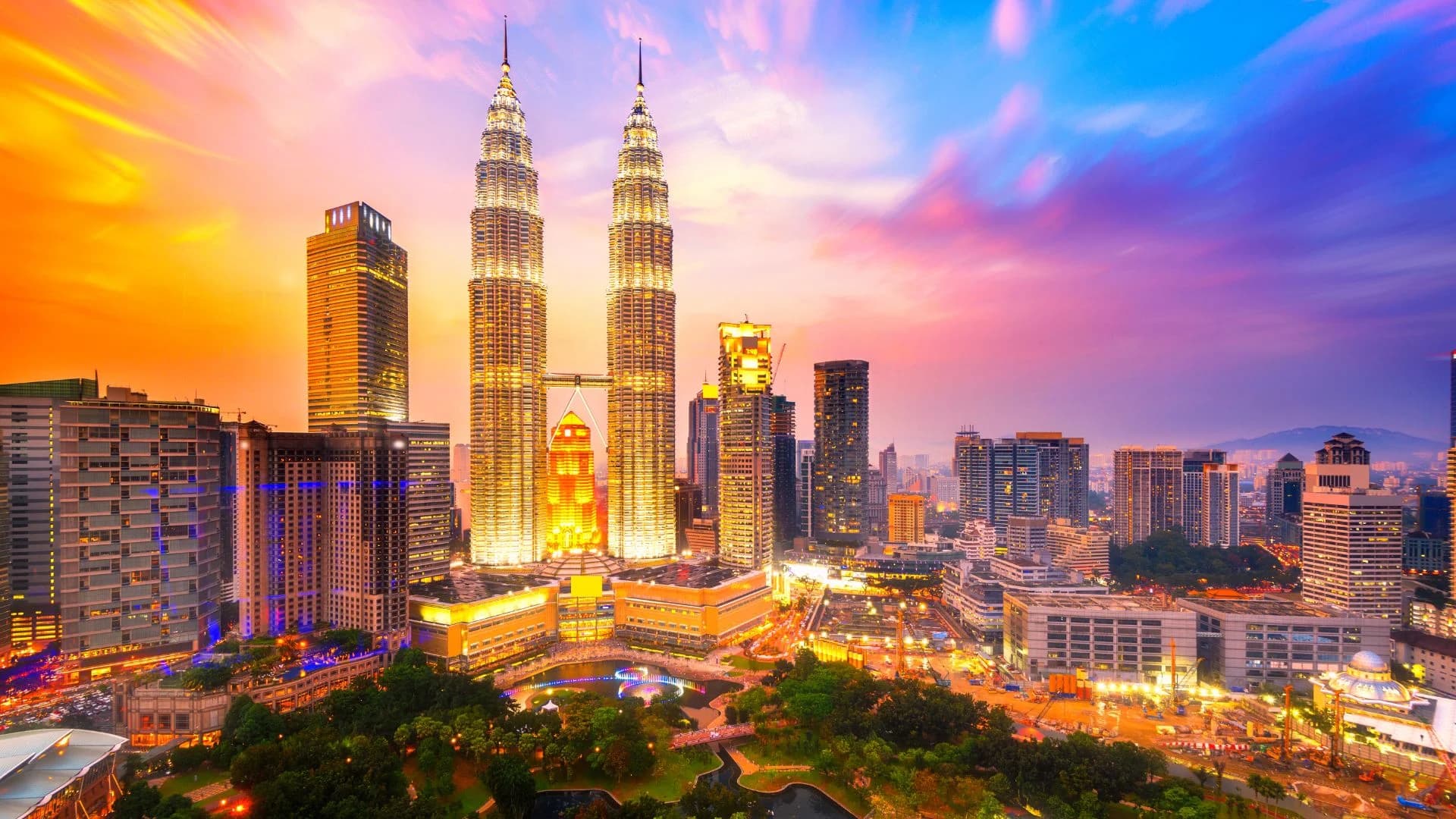 Kuala Lumpur city skyline at dusk, Malaysia