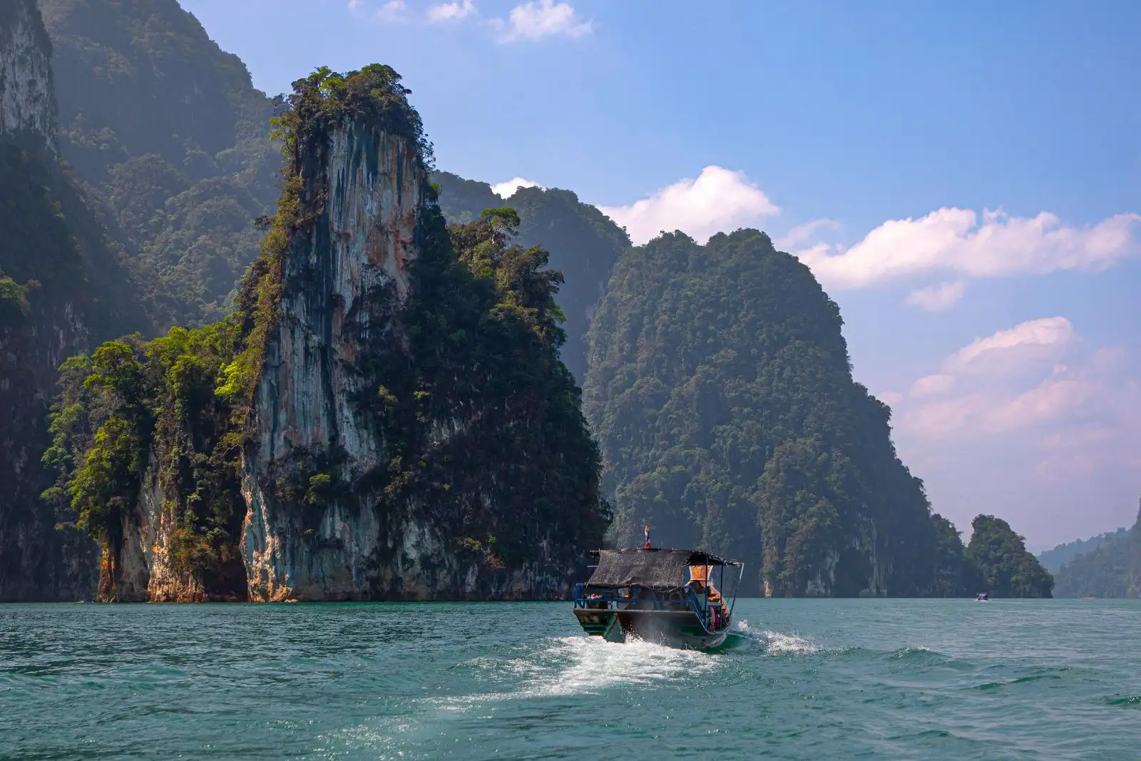 Longtail boat on Cheow Lan Lake, Thailand
