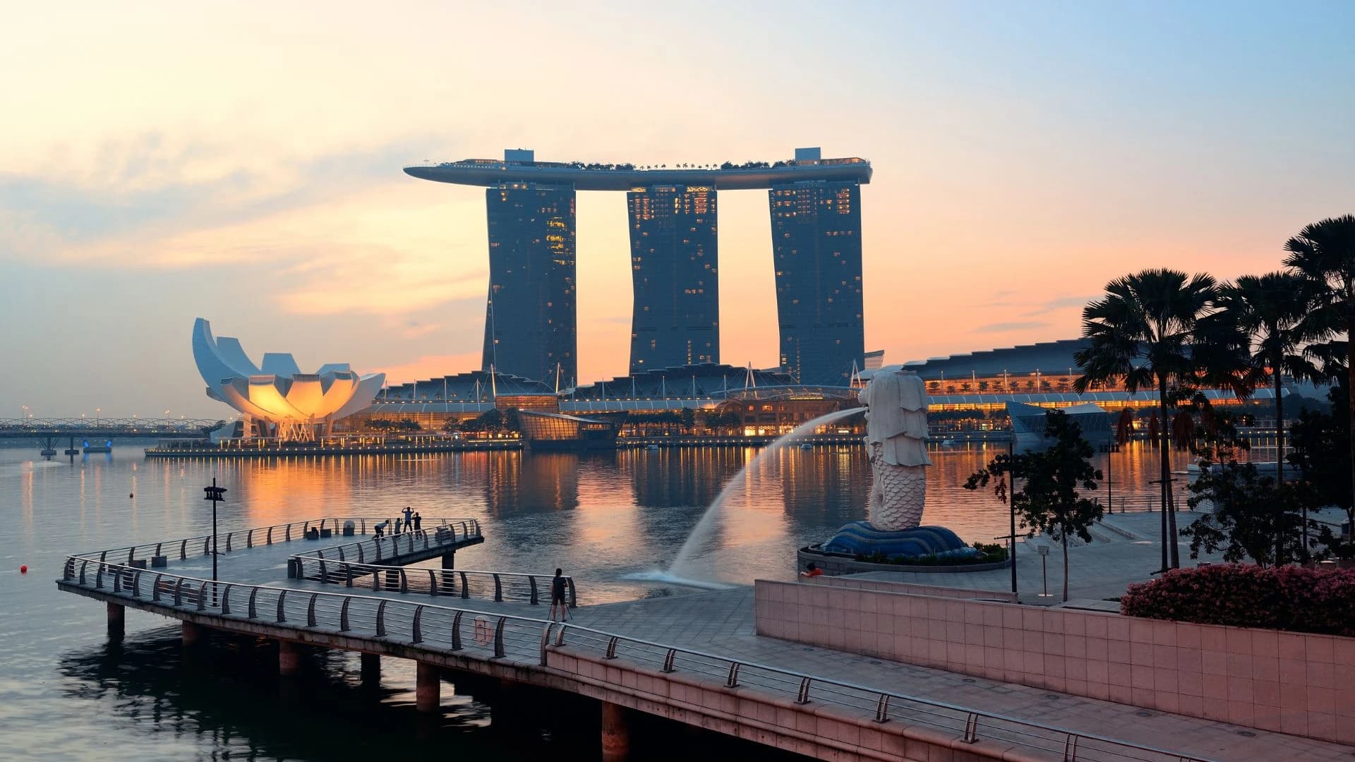The Singapore skyline across the water
