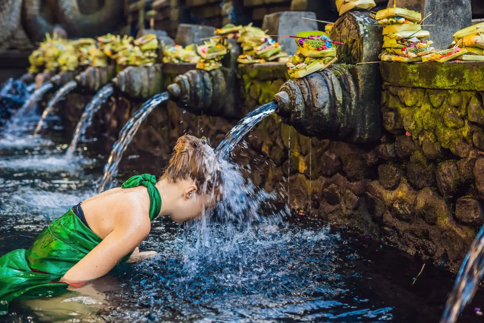 The bathing pools of Tirtha Empul, Bali's holy spring water temple